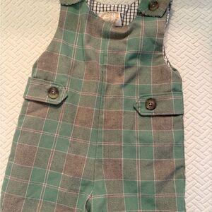 The Beaufort Bonnet Company Green and Brown Plaid Overalls